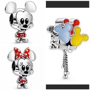 3 Disney Mickey Minnie Mouse Balloon Charm Bundle Set /Not Pandora